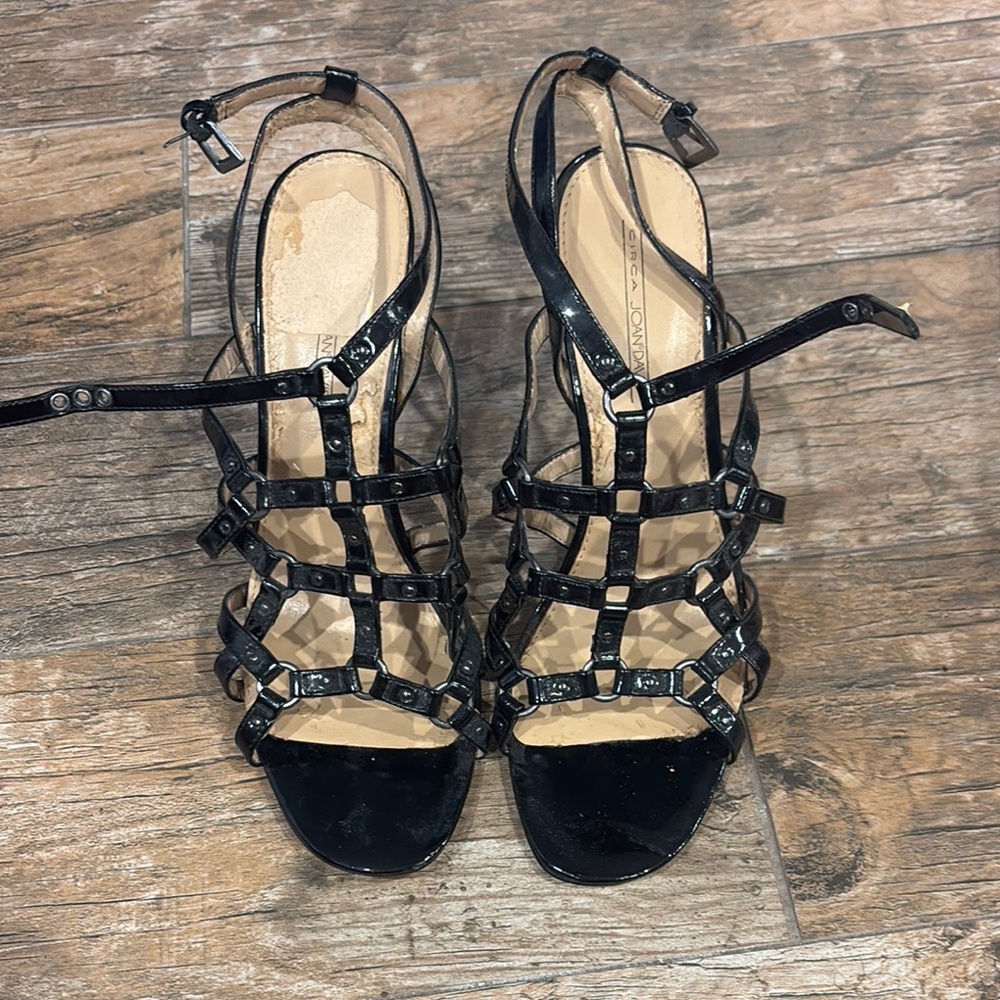 Black Gladiator Sandals with Cage Design